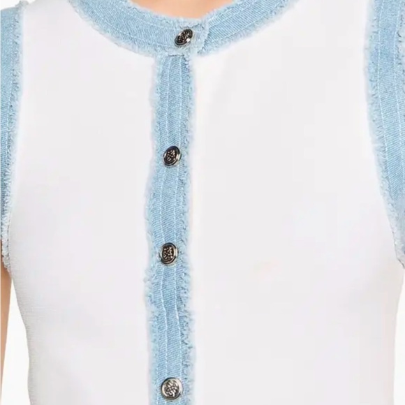 Sandro White and Blue Sleeveless Dress - Picture 3 of 6